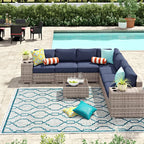 Rattan Wicker Fully Assembled 6-Person Seating Group with Premium Sunbrella Cushions