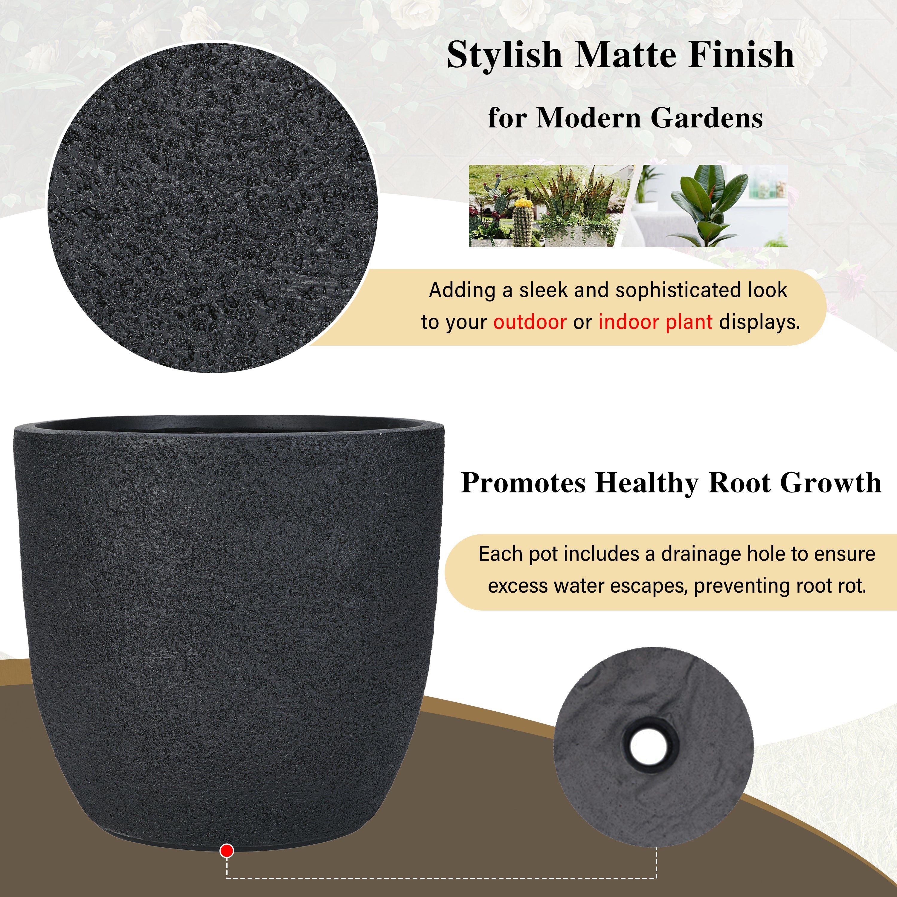 Lightweight Matte Textured Outdoor Planter