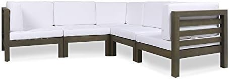 5-Piece Outdoor Sectional with V Shape and Slat Panel Design