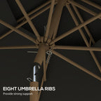 9' Double Top Ruffled Patio Umbrella with Push Button Tilt and Crank