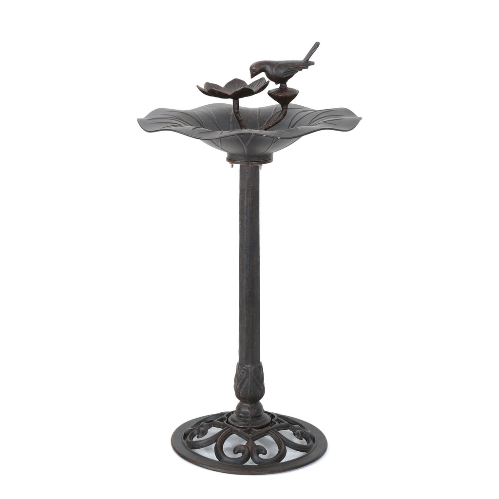 Ruffle Outdoor Aluminum and Iron Bird Bath