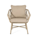Zircon Outdoor Club Chair with Woven Wicker Weave Design and Back Cushion, Set of 2