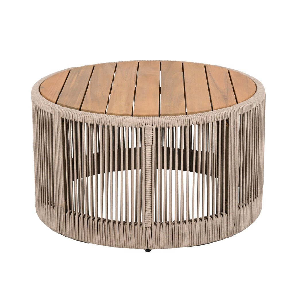 Sundara Outdoor Coffee & Side Table Set with Woven Rope Design