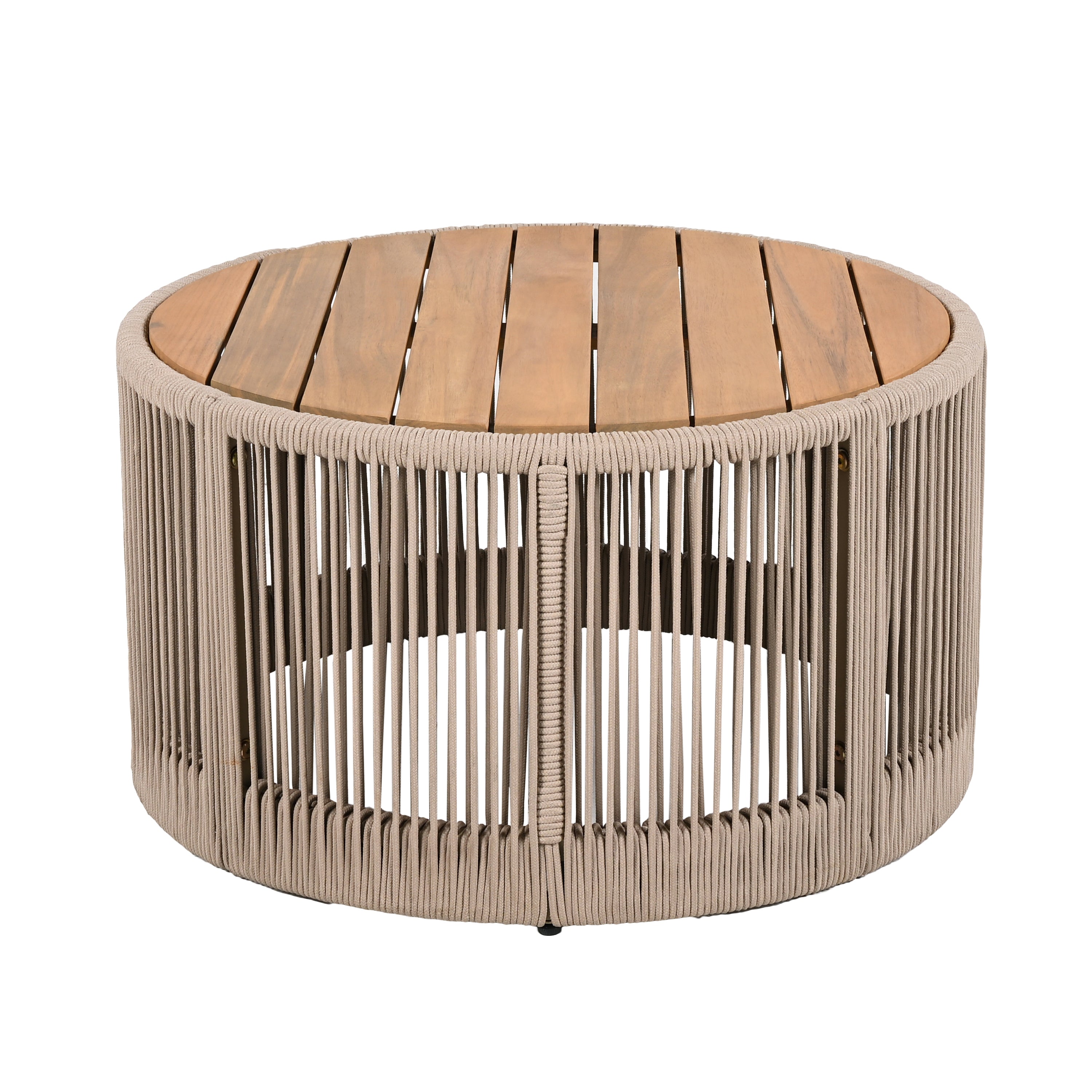 Sundara Outdoor Coffee & Side Table Set with Woven Rope Design