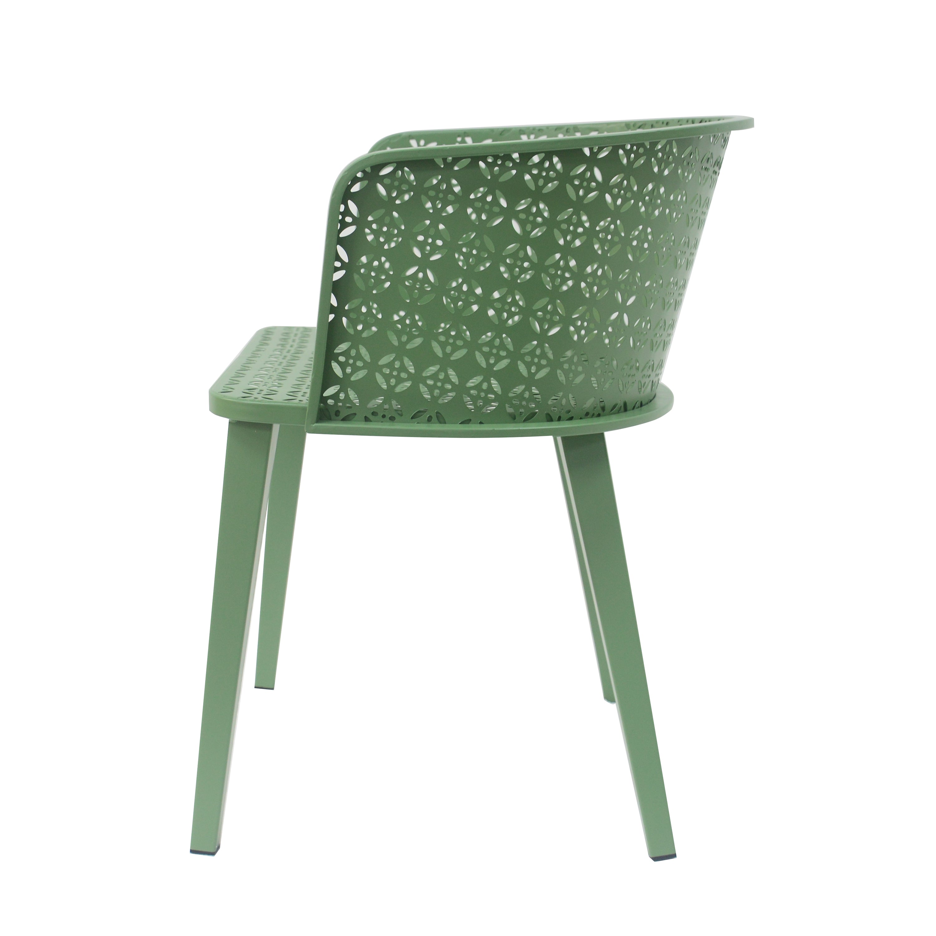 Rejoiced Outdoor Dining Chair with Geometric Lattice Design and Curved Back, Set of 2