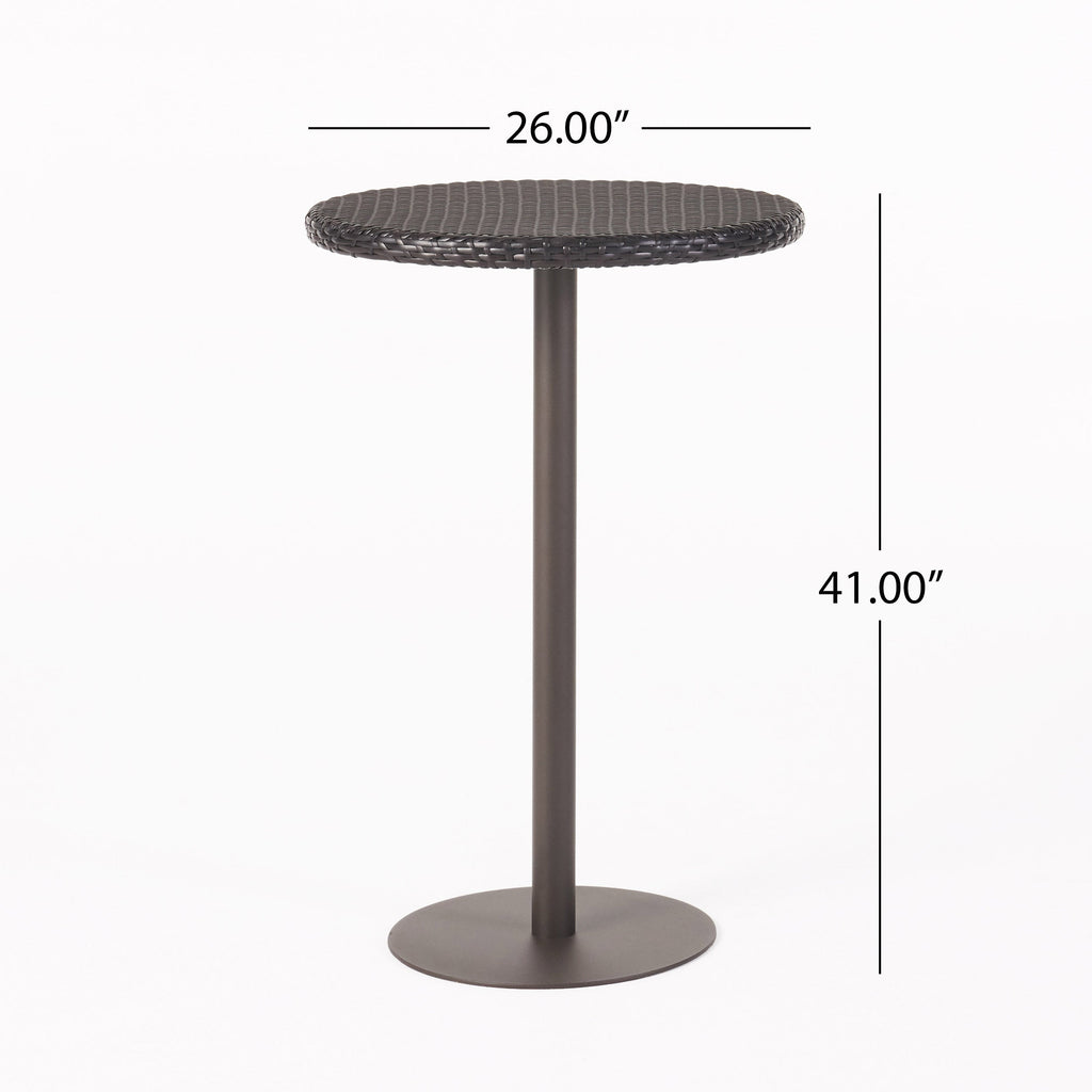 Outdoor 26" Round Rattan Bar Table