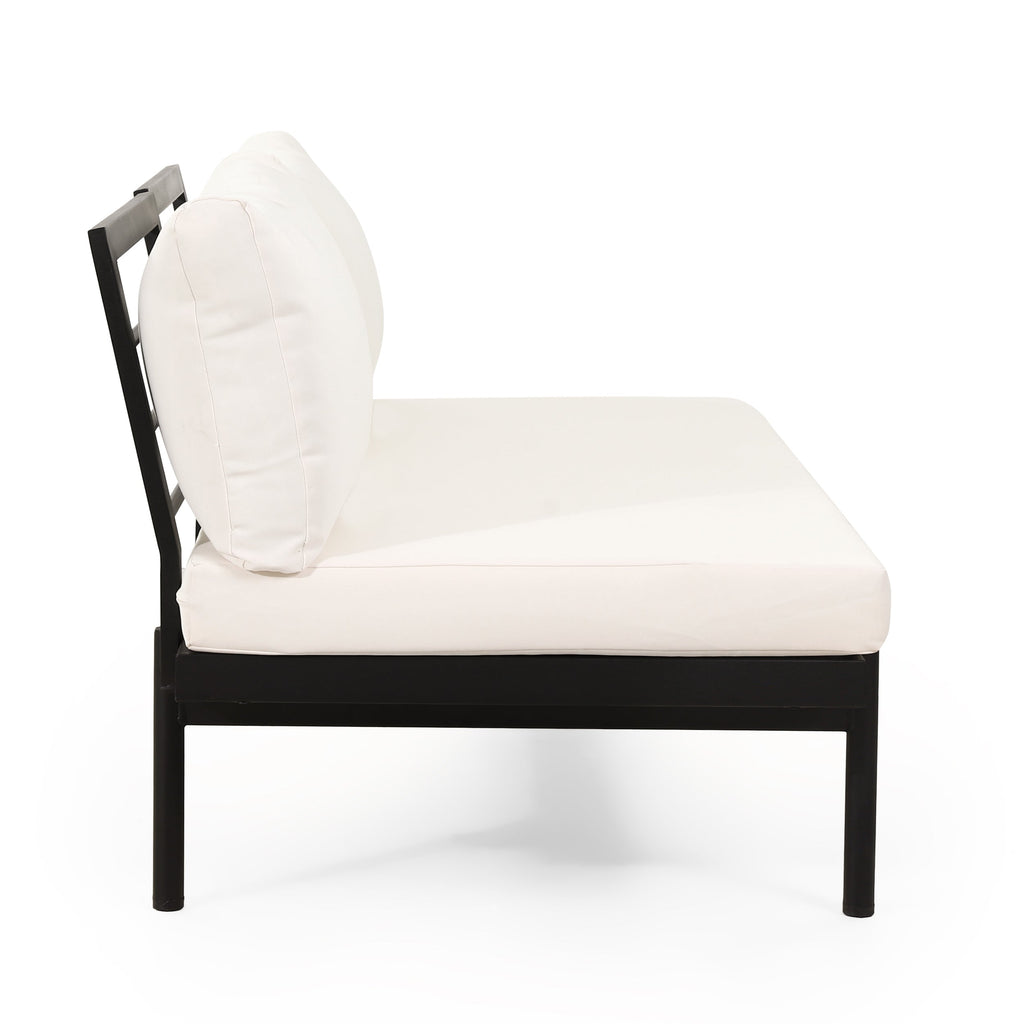 4-Piece Outdoor Sectional Sofa Set with Coffee Table, Water-Resistant Cushions and Iron Frame