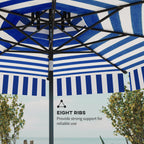 Bistro Stripe 2-Tier Vented Tiltable Patio Umbrella with Crank