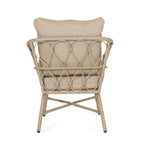 Zircon Outdoor Club Chair with Woven Wicker Weave Design and Back Cushion, Set of 2