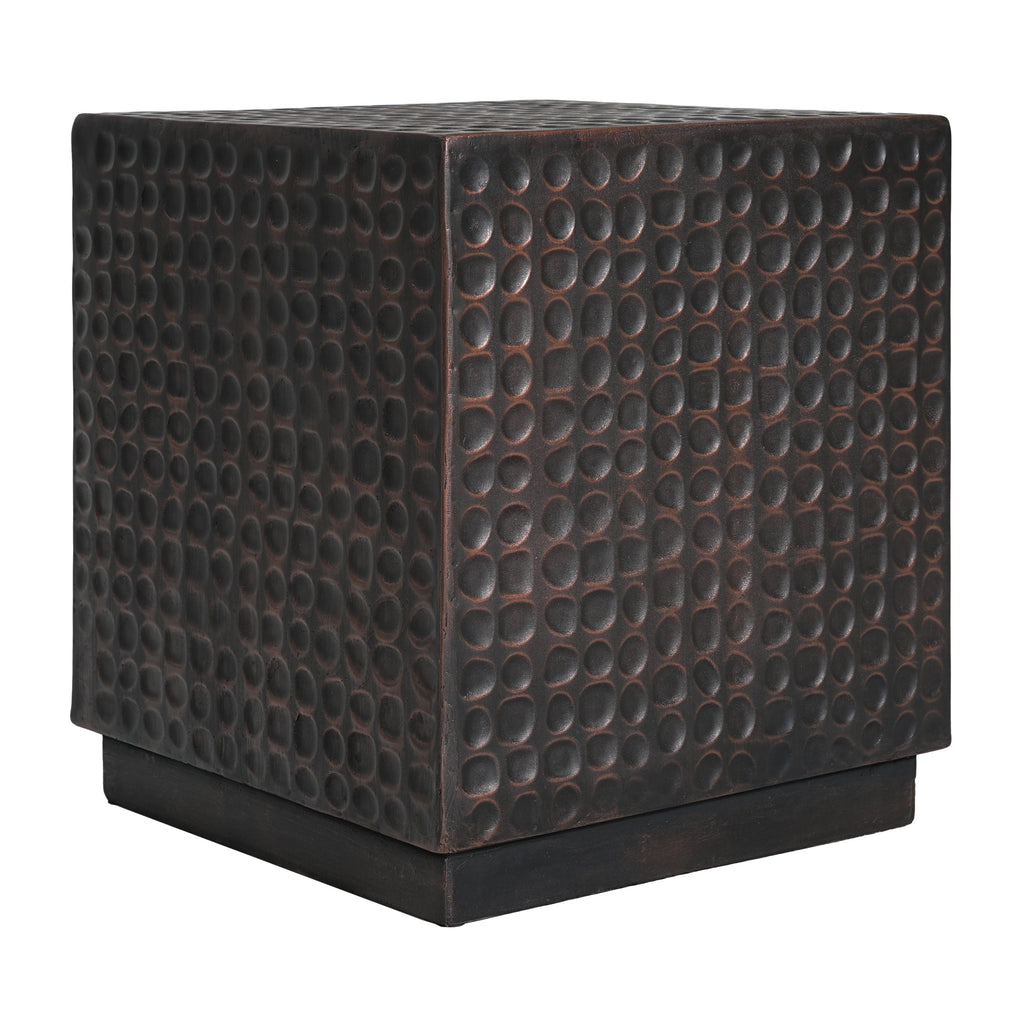 Antique Copper Cube Outdoor Side Table