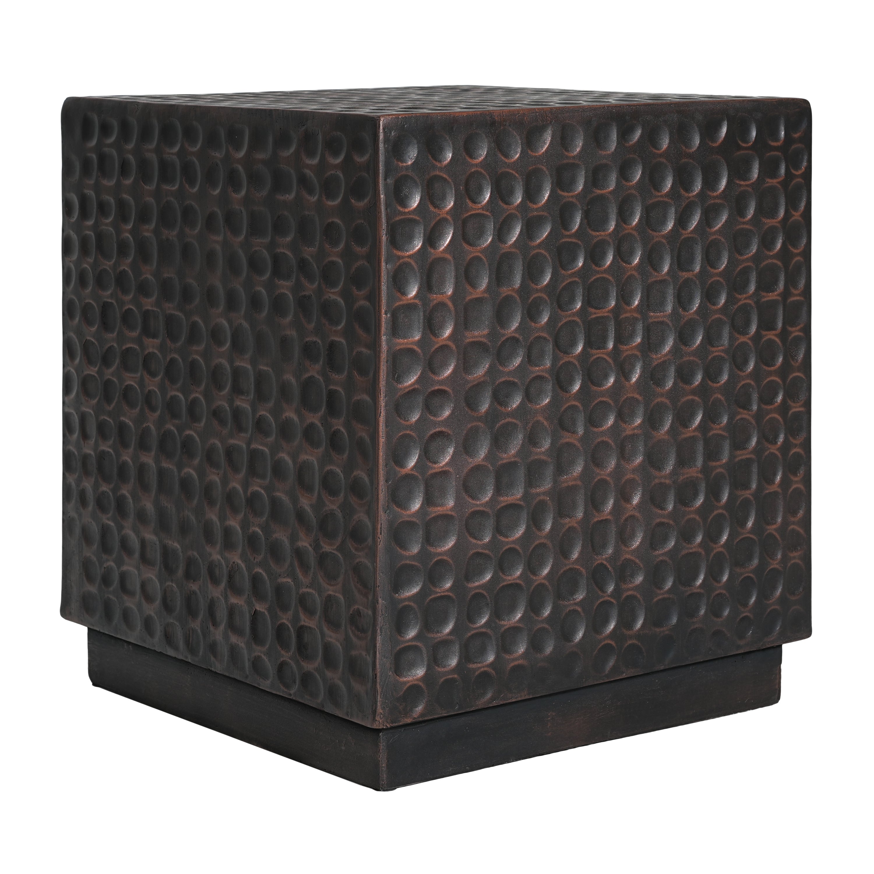 Antique Copper Cube Outdoor Side Table