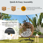 Folding Hanging Swinging Egg Chair with Stand & Tufted Cushion