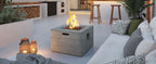 Outdoor Square Fire Pit with Steel Burner, Lava Rocks and Cover