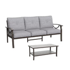 Marisol 2 Piece Outdoor Patio Set, 70" All-Weather Metal 3-Seat Sofa and Coffee Table