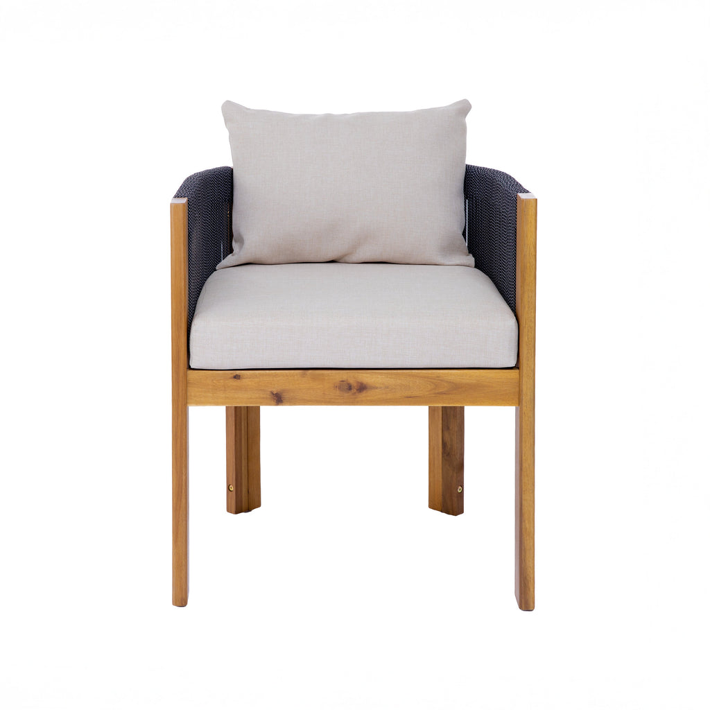 Matera Outdoor Wood & Rope Dining Chairs, Set of 2