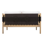 Seabrook Acacia Wood Outdoor Loveseat with Diamond Rope Weave & Cushions