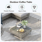7-Piece Outdoor Wicker Sectional Sofa with Water Resistant Cushions and Coffee Table