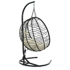 Folding Hanging Swinging Egg Chair with Stand & Tufted Cushion