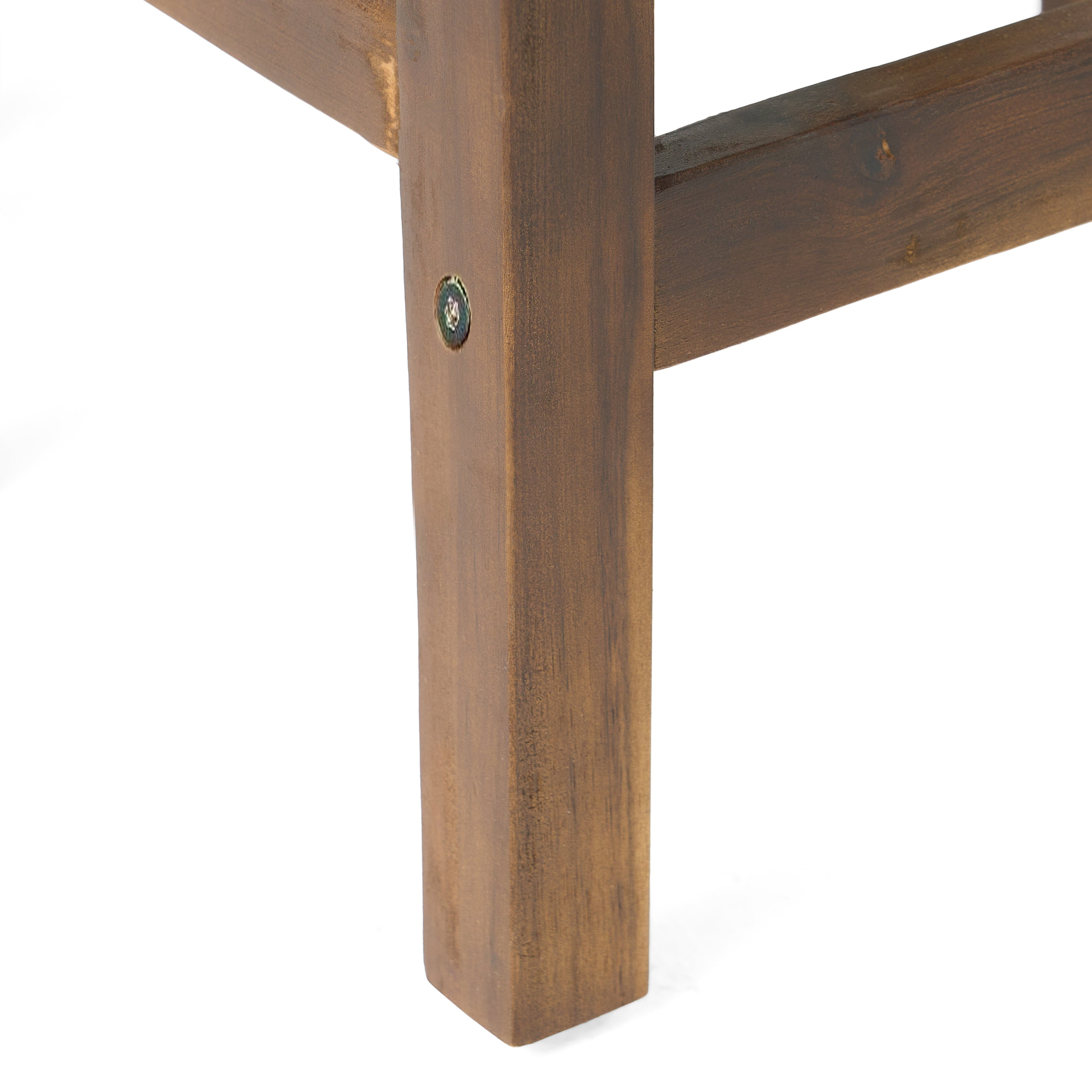 Mahogany Brown Outdoor Acacia Wood Counter Height Barstool, Set of 2