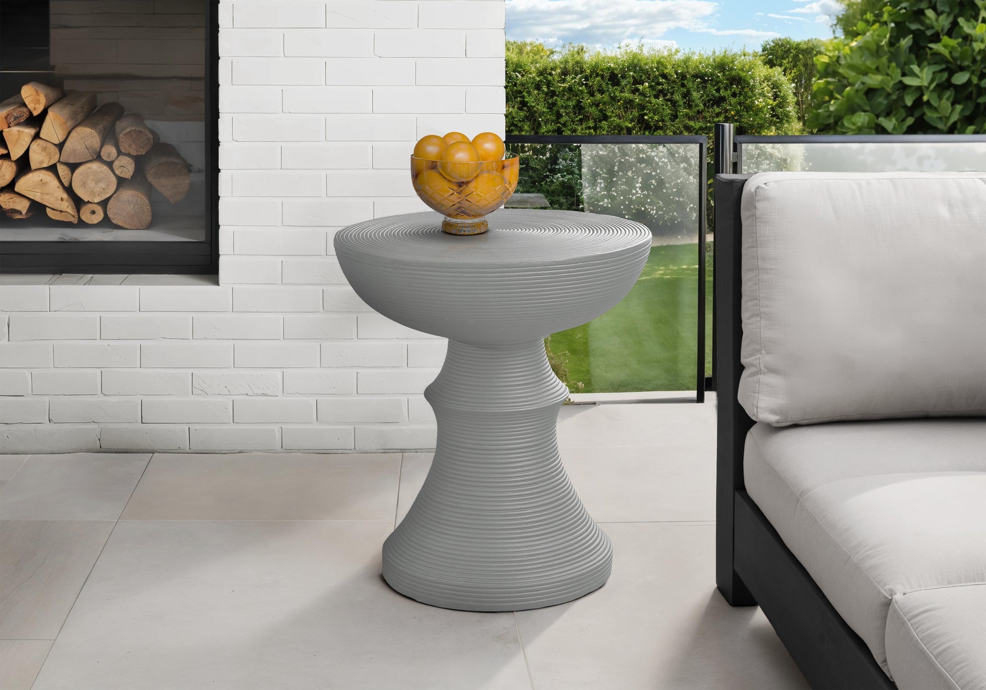 Modern Transitional Pedestal Indoor Outdoor Accent Table