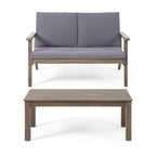 Brixton Outdoor Acacia Wood Loveseat and Coffee Table Set with Cushions