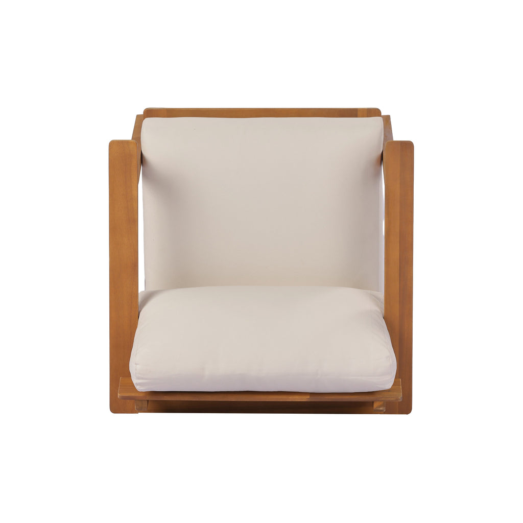 Mid-Century Modern Acacia Wood Outdoor Club Chair