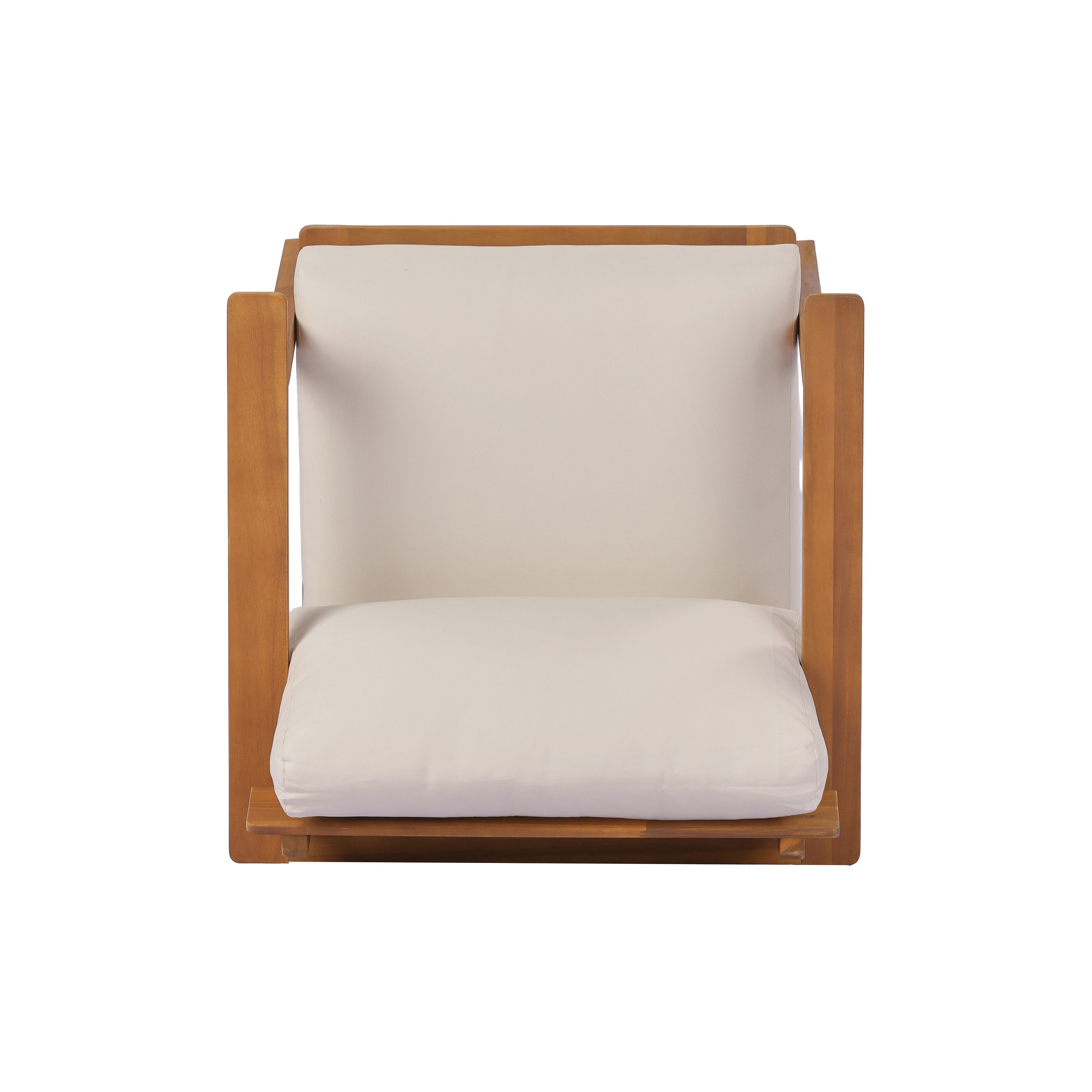 Mid-Century Modern Acacia Wood Outdoor Club Chair