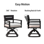 Outdoor Swivel Chair with Seat Cushion and Curved Backrest, Set of 2