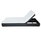 Adjustable Acacia Wood Low-Profile Double Sunlounge with Cushion