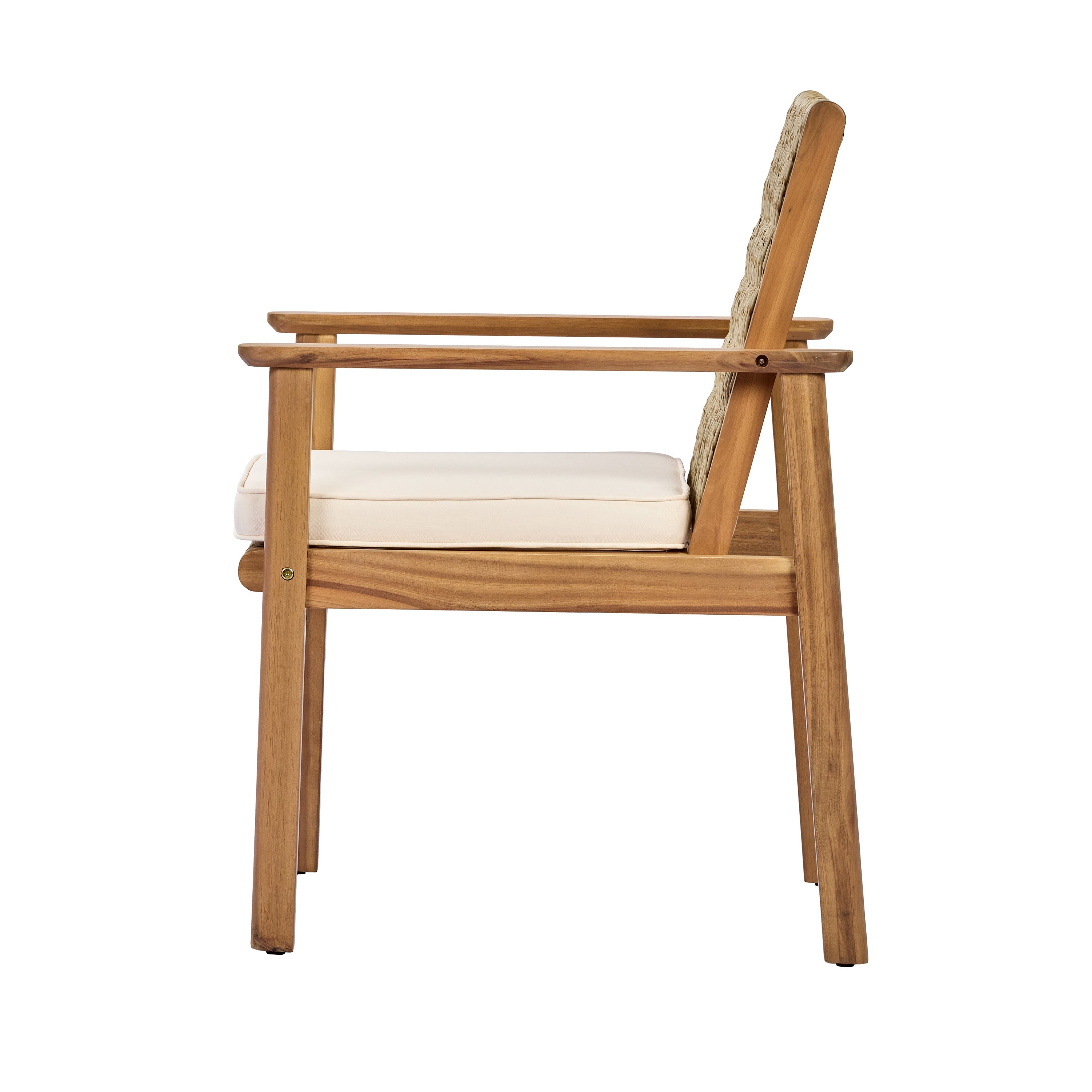 Miles Acacia Wood & Wicker Rattan Woven Dining Chairs, Set of 2