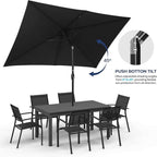 6.5 x 10 ft Rectangular Patio Umbrella with Crank, Base Not Included