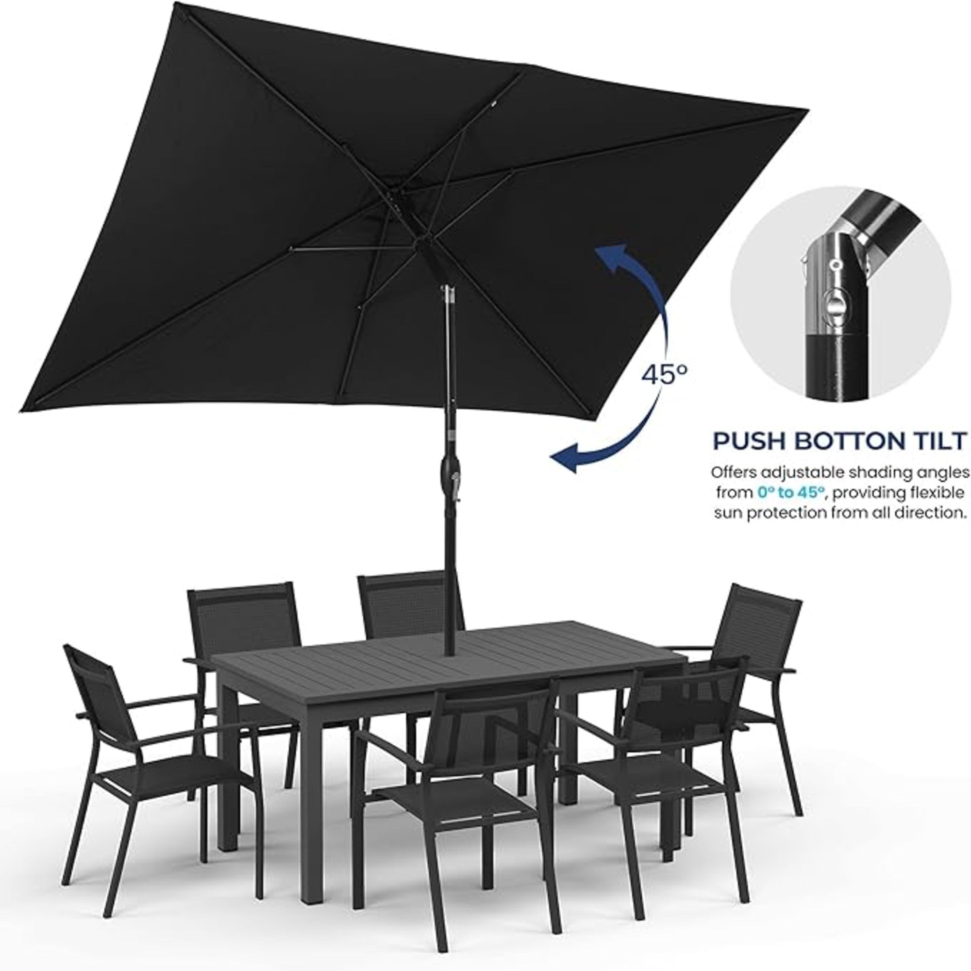 6.5 x 10 ft Rectangular Patio Umbrella with Crank, Base Not Included