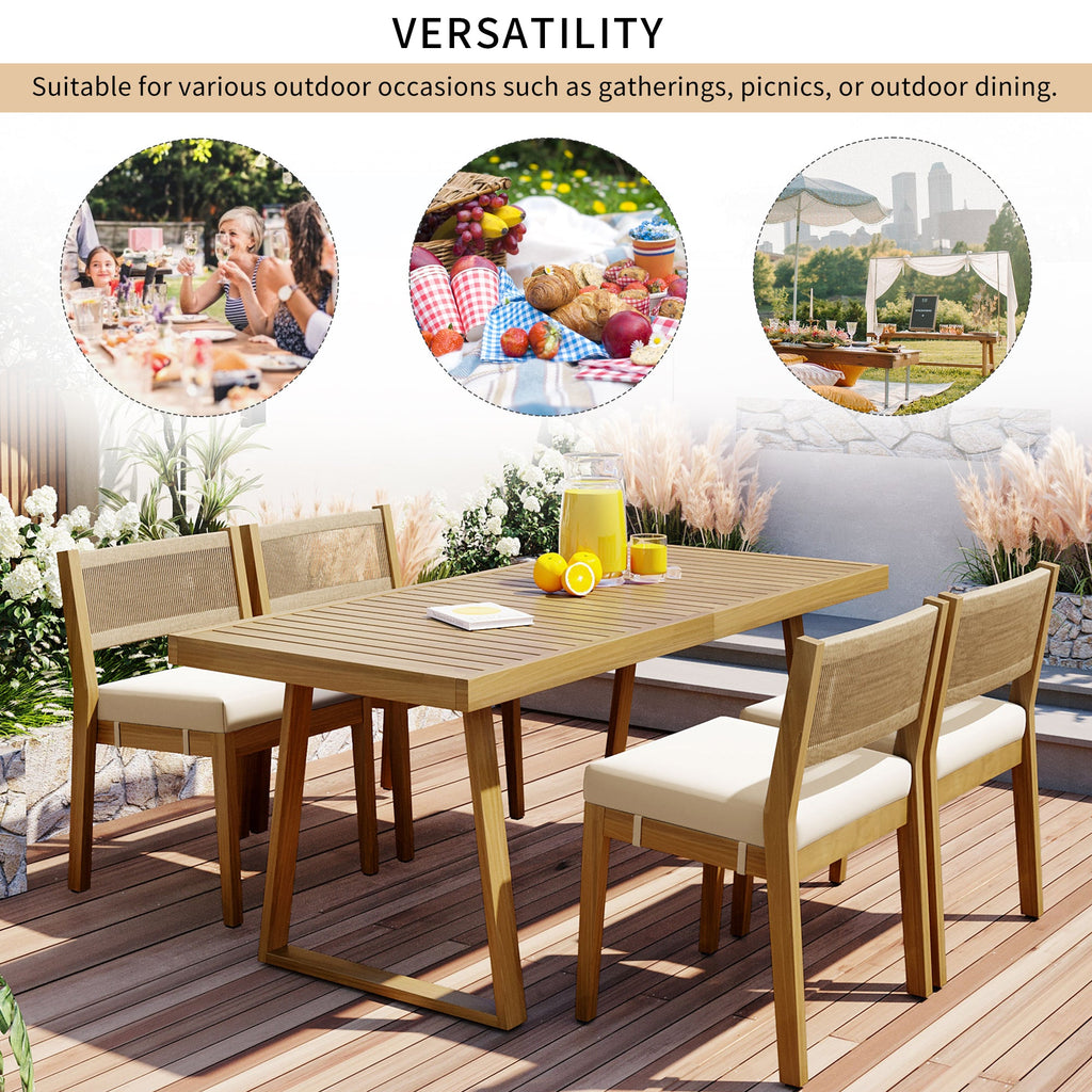 Outdoor Acacia Wood Dining Table Set