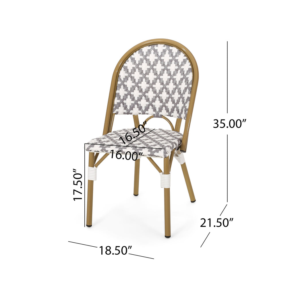 PE Rattan French Bistro Chair with Aluminum Frame, Set of 2