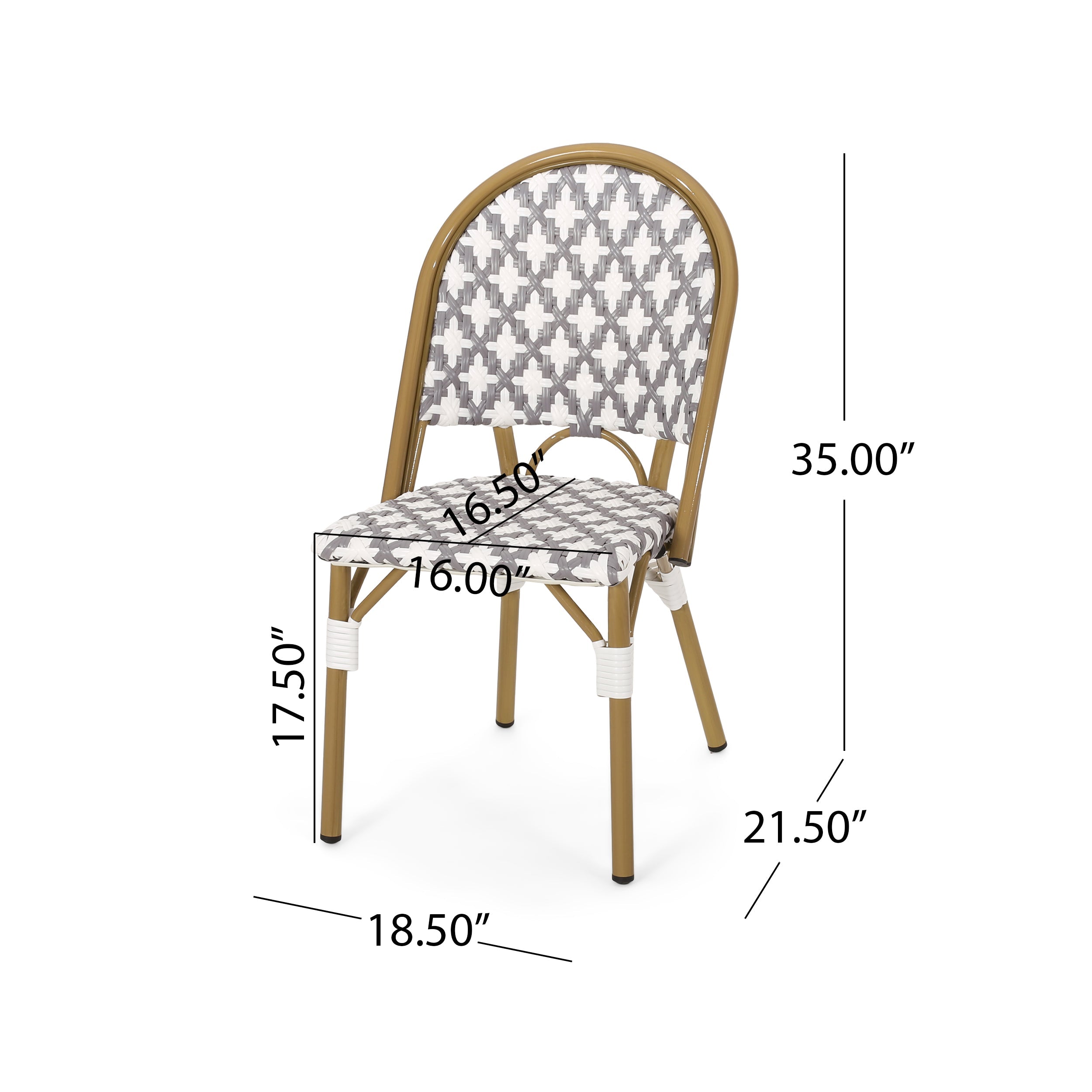 PE Rattan French Bistro Chair with Aluminum Frame, Set of 2