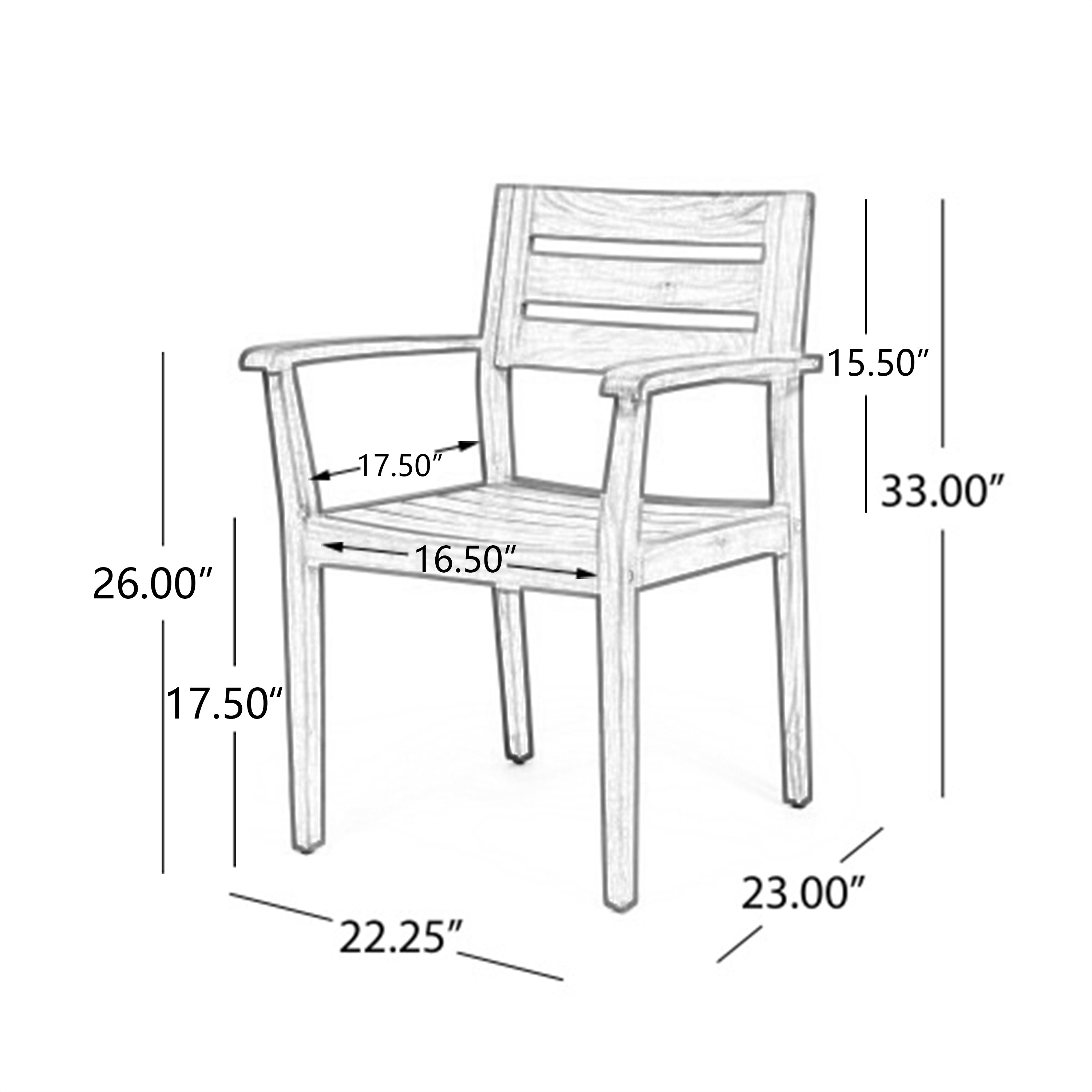 Stamford Outdoor Acacia Wood Dining Chairs, Set of 2
