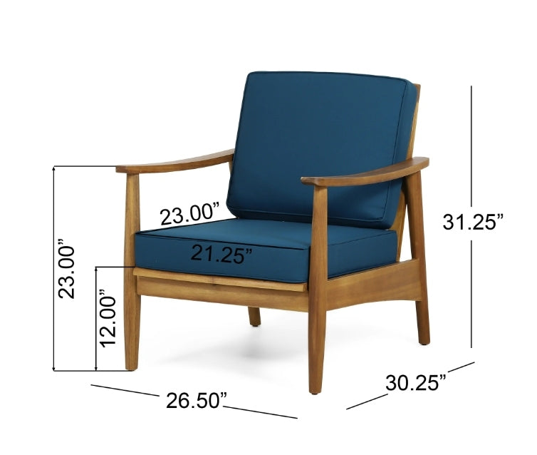 Ellsworth Teak Brown 4 Piece Wood Outdoor Patio Conversation Seating Set