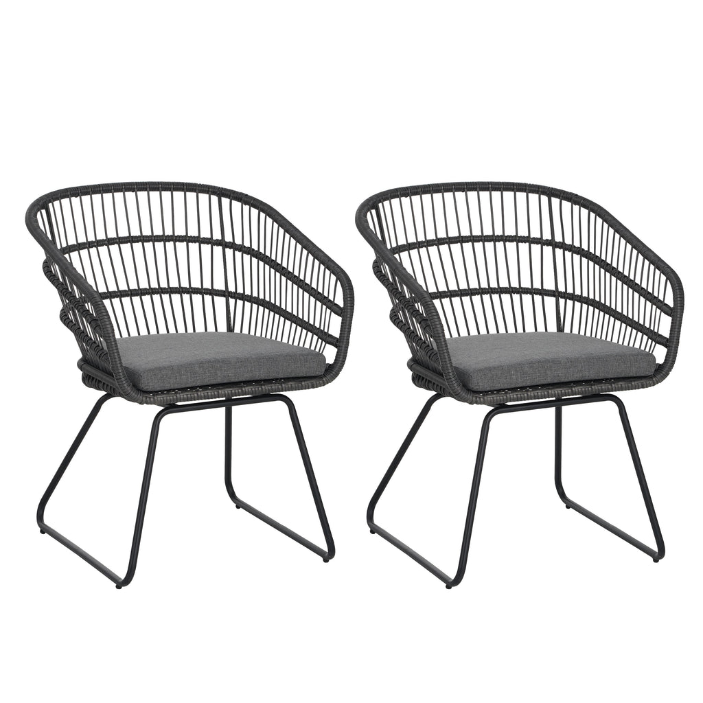 Outdoor Chair with Sled Legs and Curved Frame, Set of 2