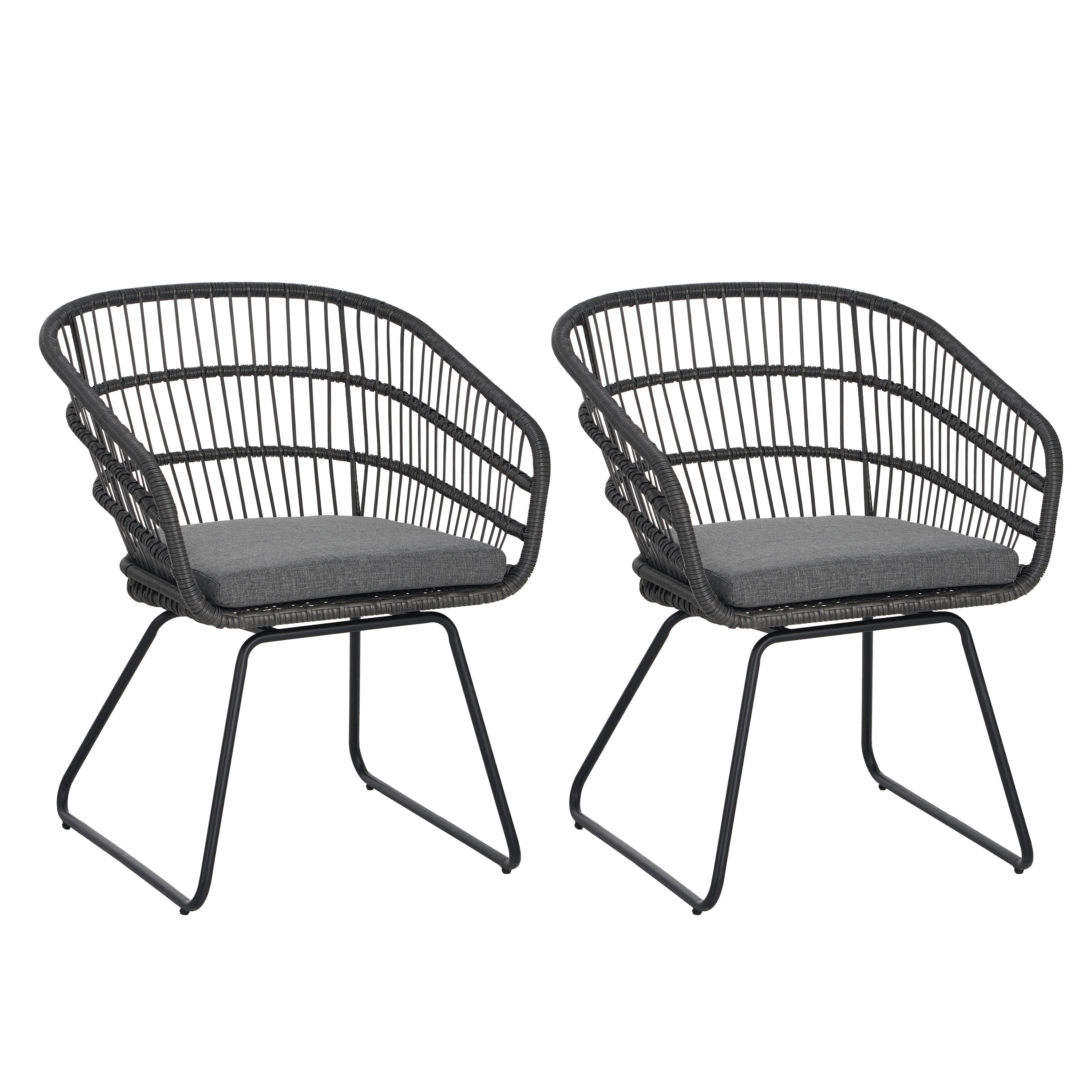 Outdoor Chair with Sled Legs and Curved Frame, Set of 2
