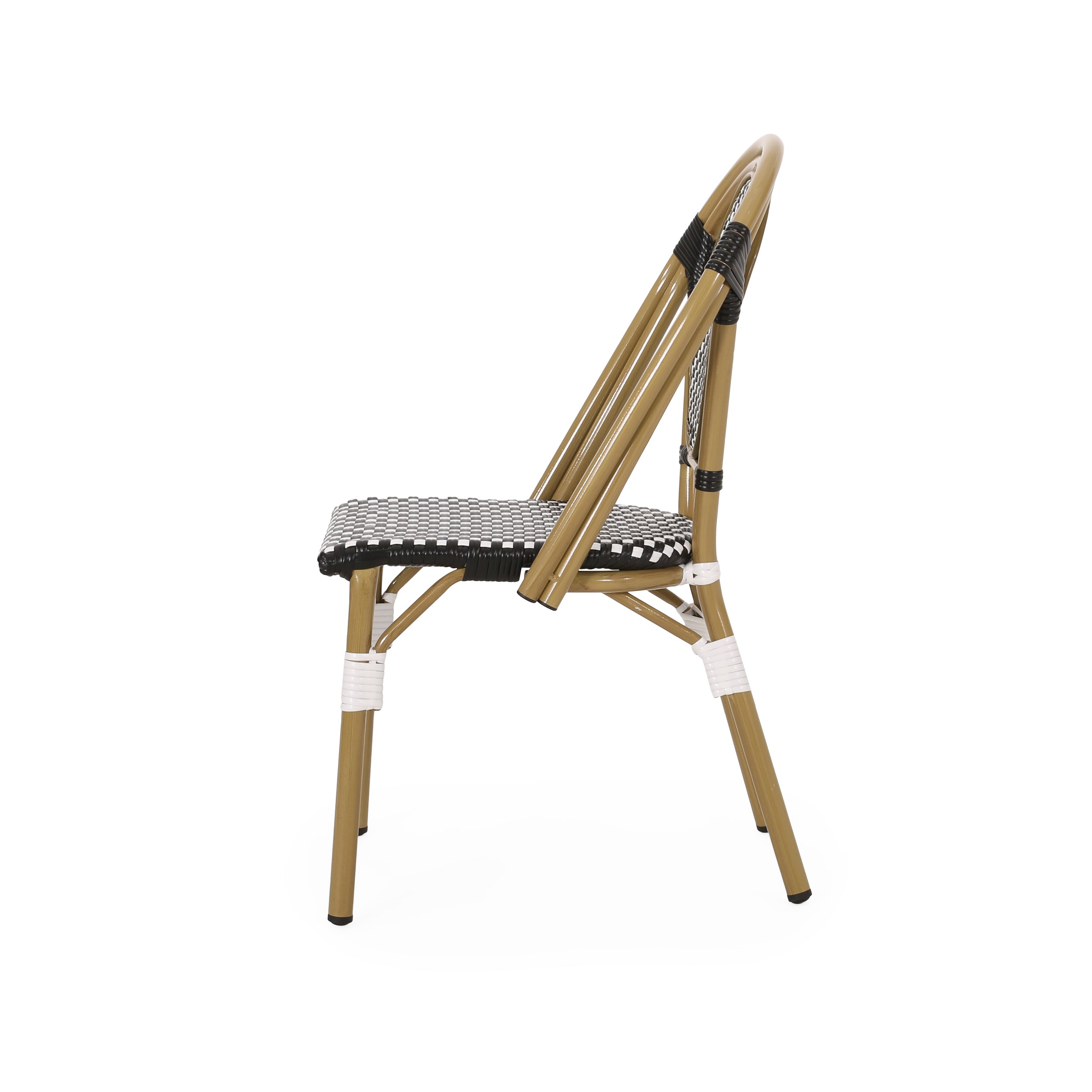 PE Rattan and Aluminum Bistro Chair with Sloped Arms, Set of 2