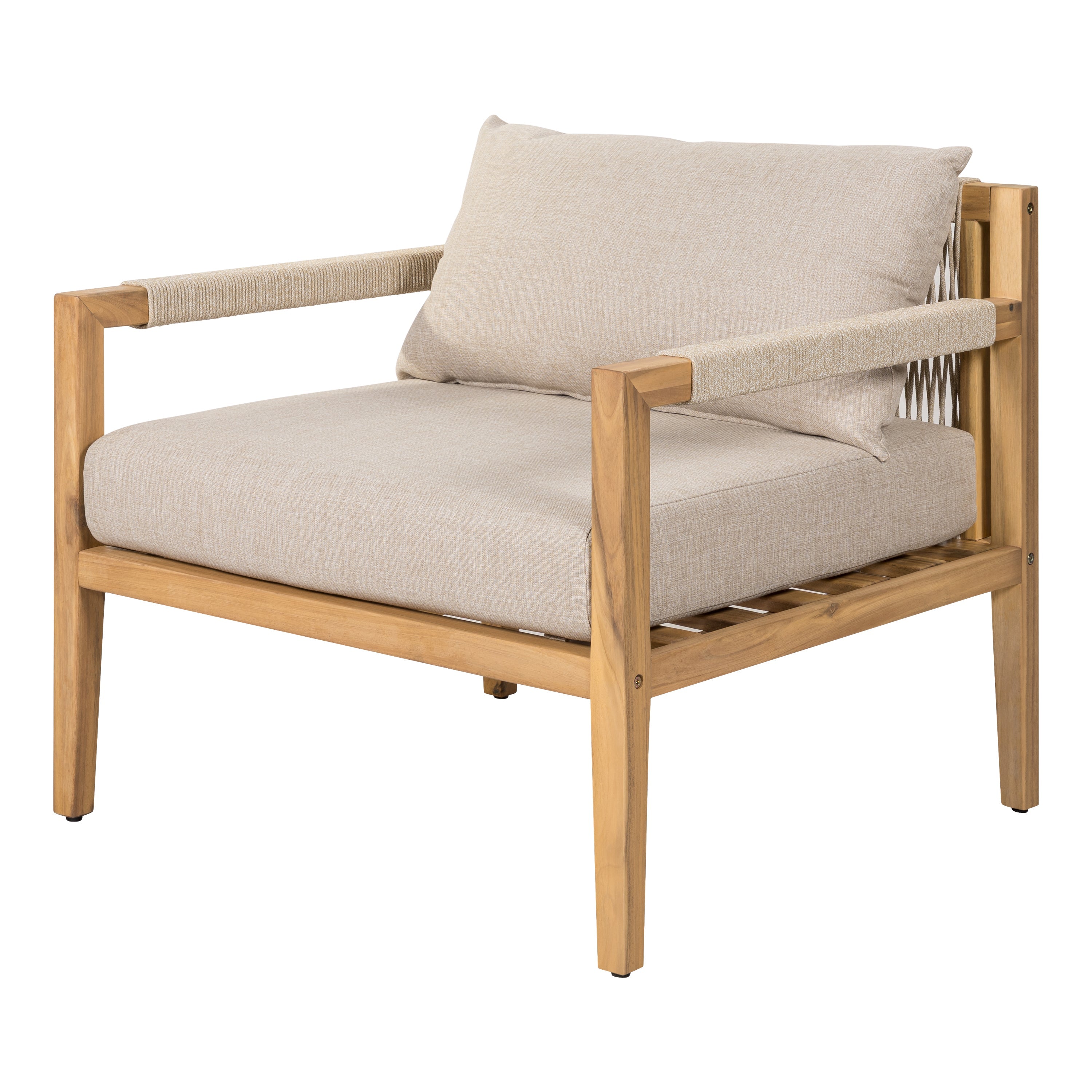 Driftwood Bay Acacia Wood & Beige Rope Outdoor Leisure Chair