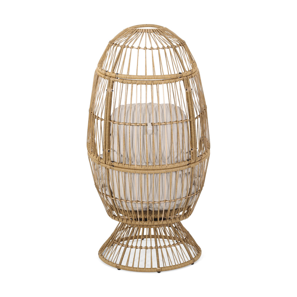 Lazulite Outdoor Egg Chair with Water-Resistant Cushion and Swivel Function