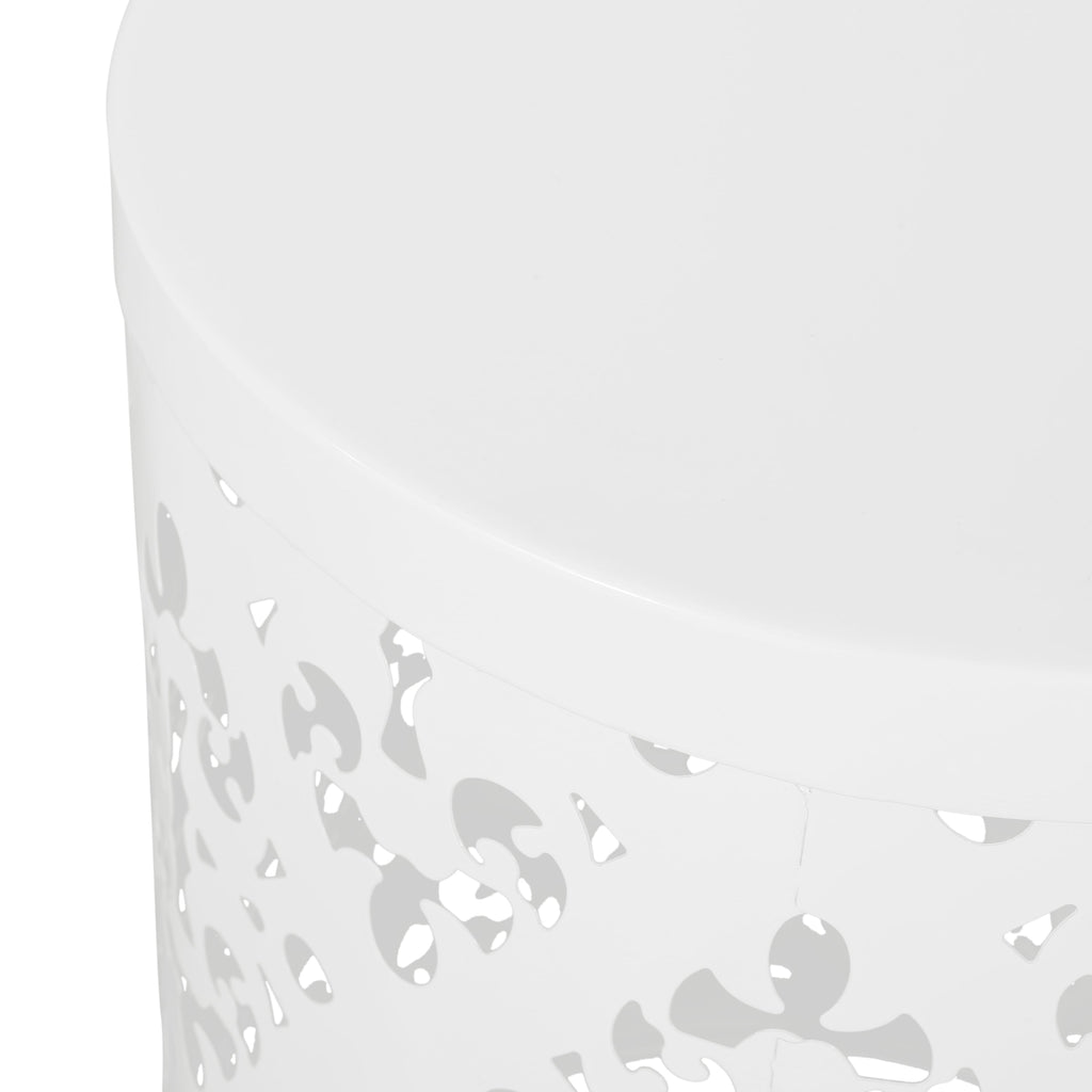 Refinery 2-Piece Outdoor End Table Set with Floral Patten and Iron Cut Design