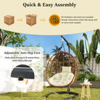 Folding Hanging Swinging Egg Chair with Stand & Tufted Cushion