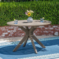 Stanford Outdoor Round Acacia Wood Dining Table with X Base