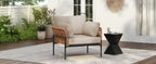 Brisa Outdoor Modern Iron Lounge Chair with Rope Weave