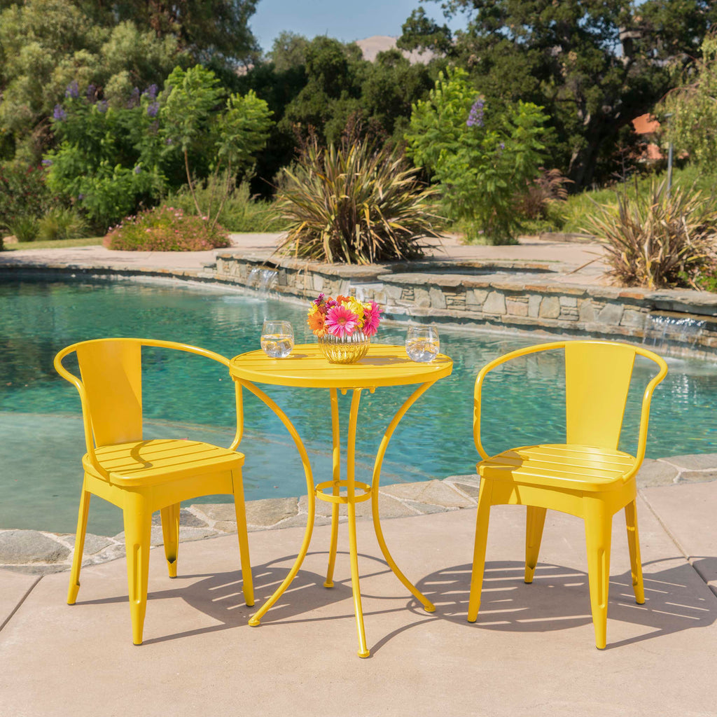 Colman 3-Piece Iron Bistro Set with Table and 2 Chairs