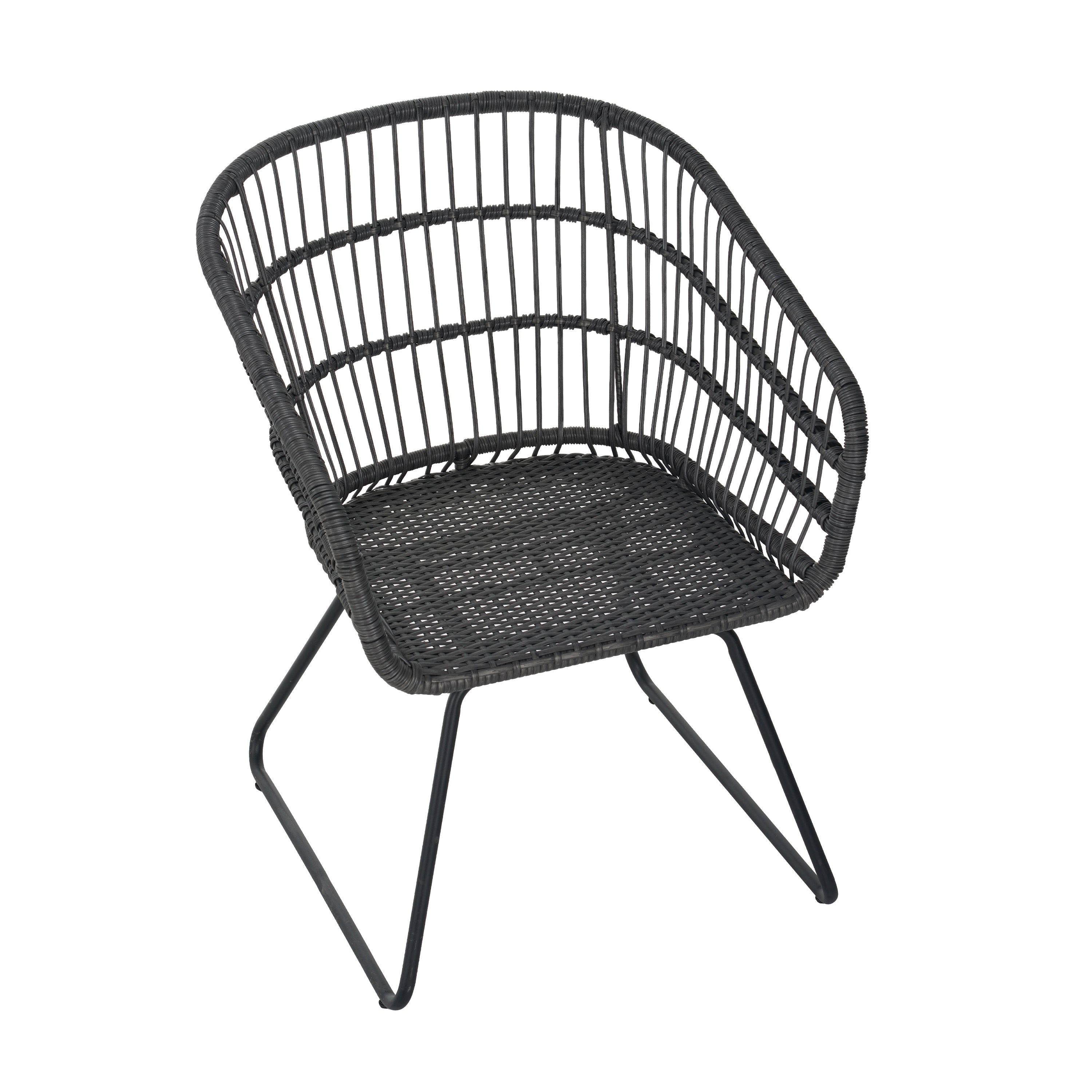 Outdoor Chair with Sled Legs and Curved Frame, Set of 2