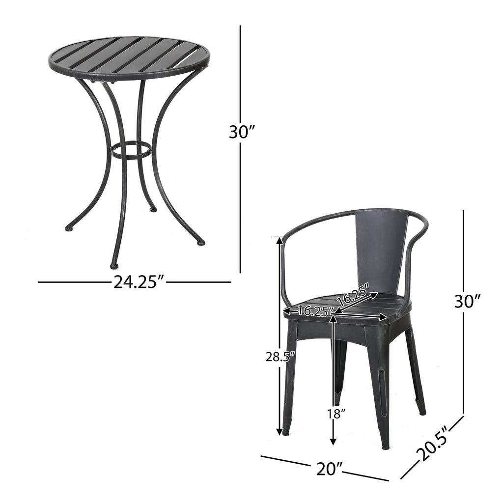 Colman 3-Piece Iron Bistro Set with Table and 2 Chairs