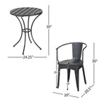 Colman 3-Piece Iron Bistro Set with Table and 2 Chairs